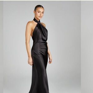 MESHKI black halter neck dress